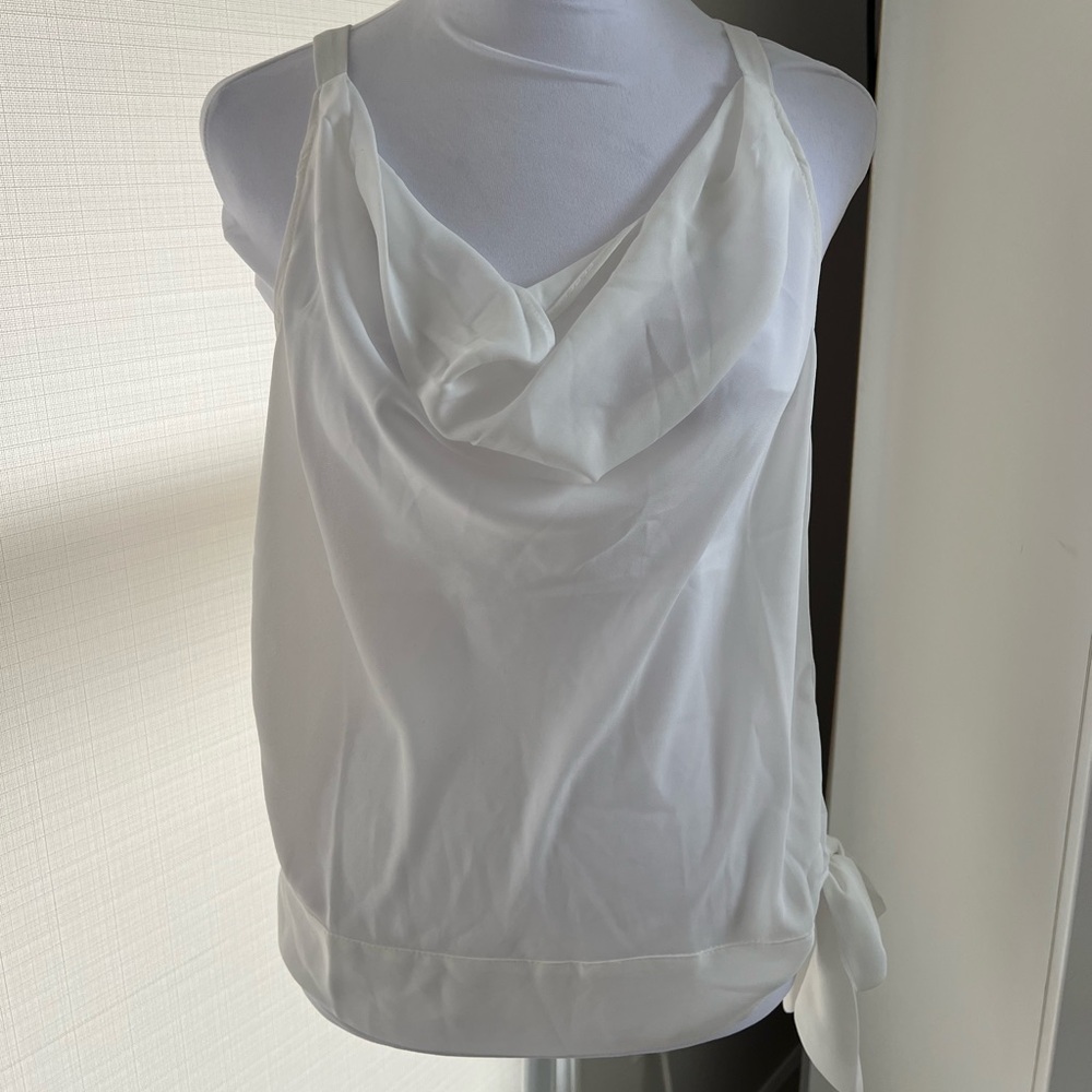 NWT Krisa White Cowl Neck Tank Top Size: Small